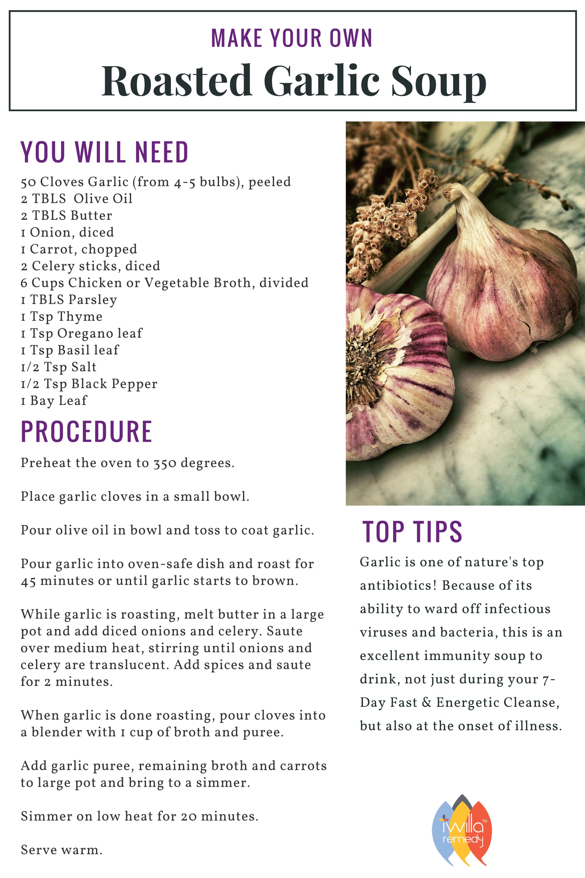 Roasted Garlic Soup Recipe
