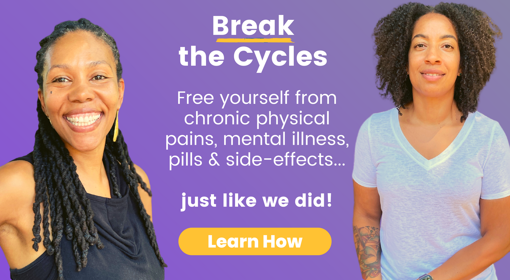 2 Black women smiling learn how to break cycles of pain.