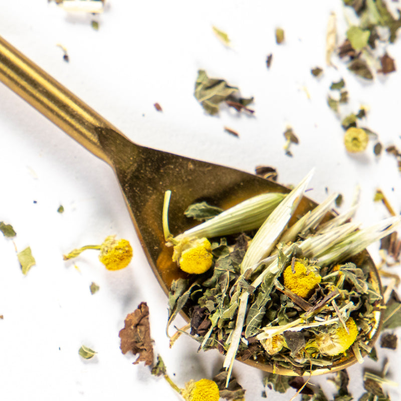 Happy place tea is a tonic blend that encourages peace, mindfulness, and relaxation while supporting the nervous system, mental focus, and digestion.