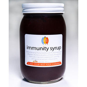 Anti-viral and Anti-bacterial immunity syrup in glass jar.